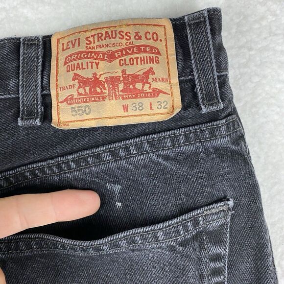 Levis Jeans Mens 38x32 (fit 36x29.5) Black 550 Relaxed Fit Loose Y2K Denim - Picture 10 of 16